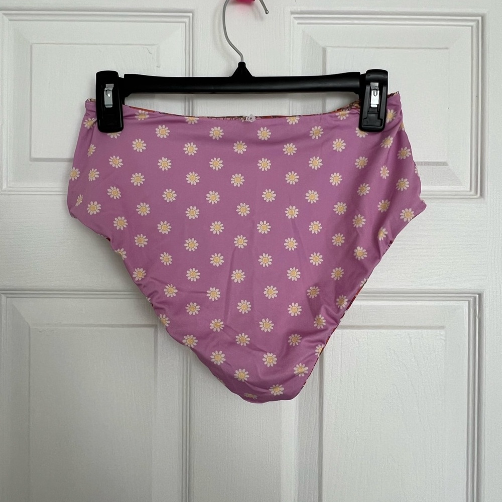 Smiley Flower Pattern Reversible High Waisted Bik… - image 3